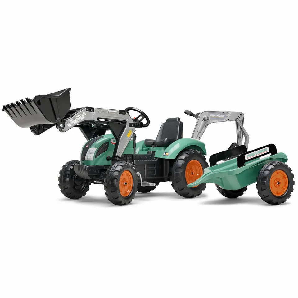 falk-farm-lander-tret-traktor-mit-bagger-anh-nger-3-7-jahre image 1