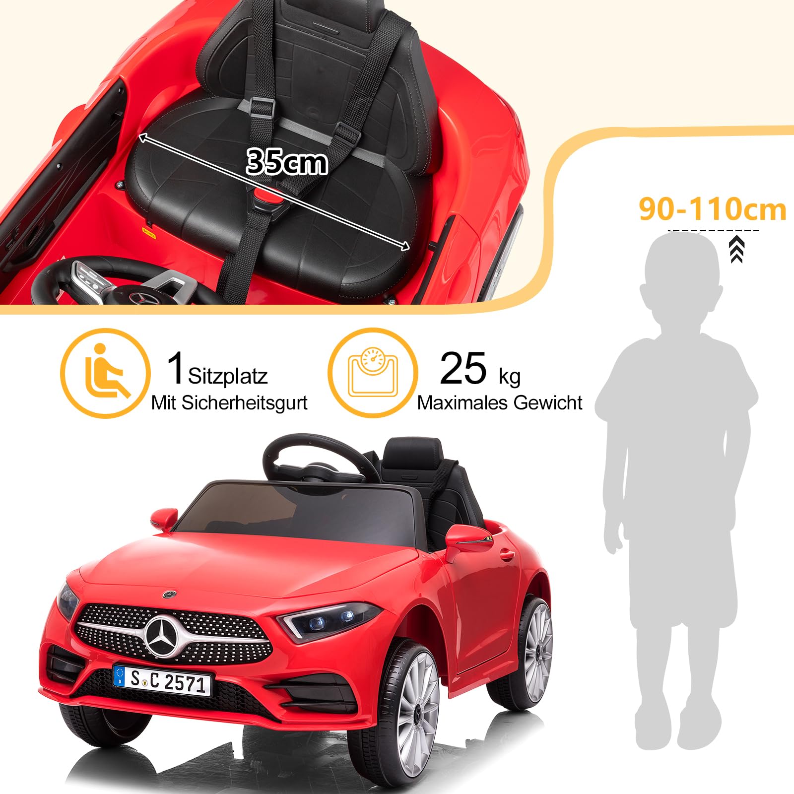 lalaho-kids-electric-car-mercedes-elektroauto-rot-12v image 6