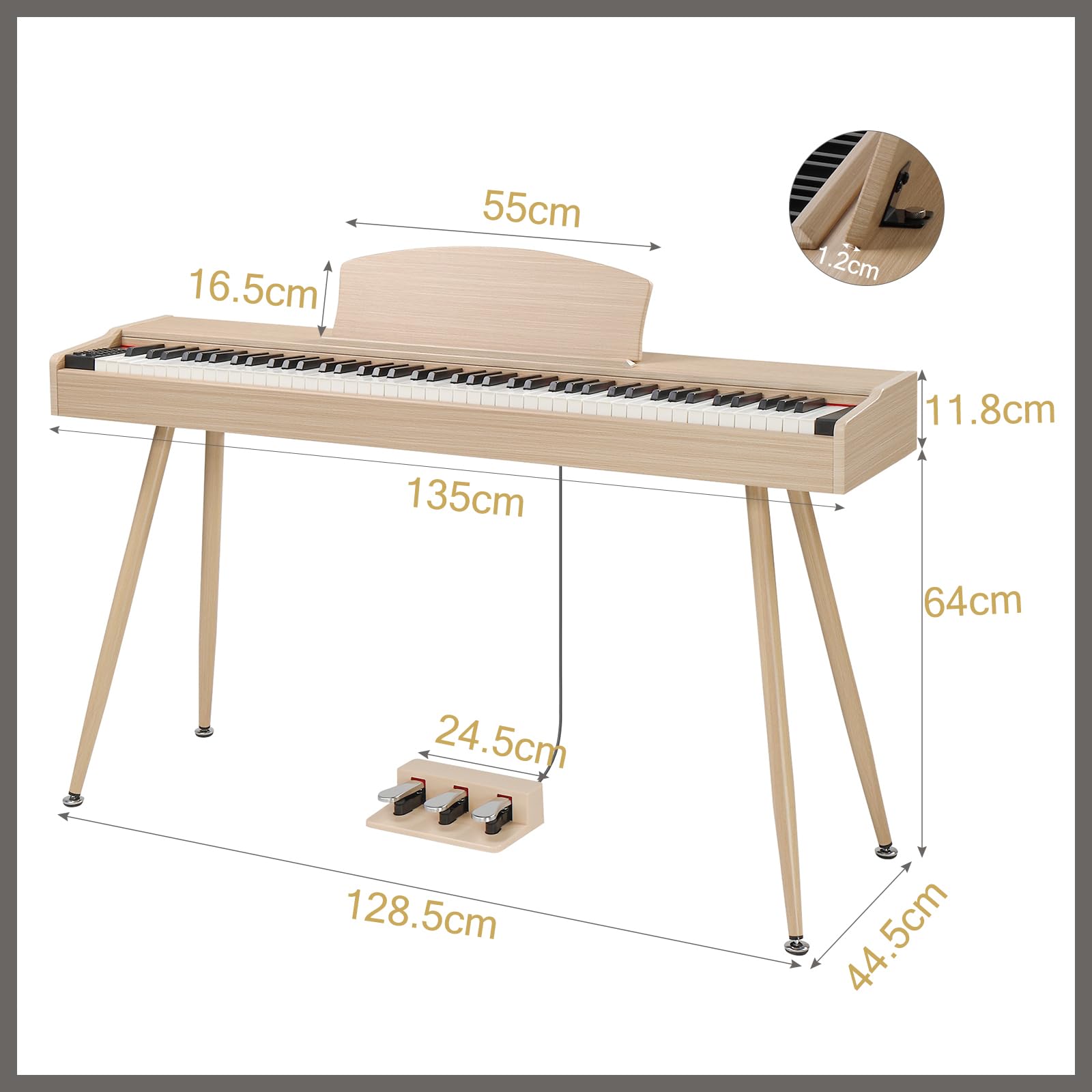 lalaho-e-piano-88-tasten-gewichtet-digitalpiano-naturholz-3-pedale image 2