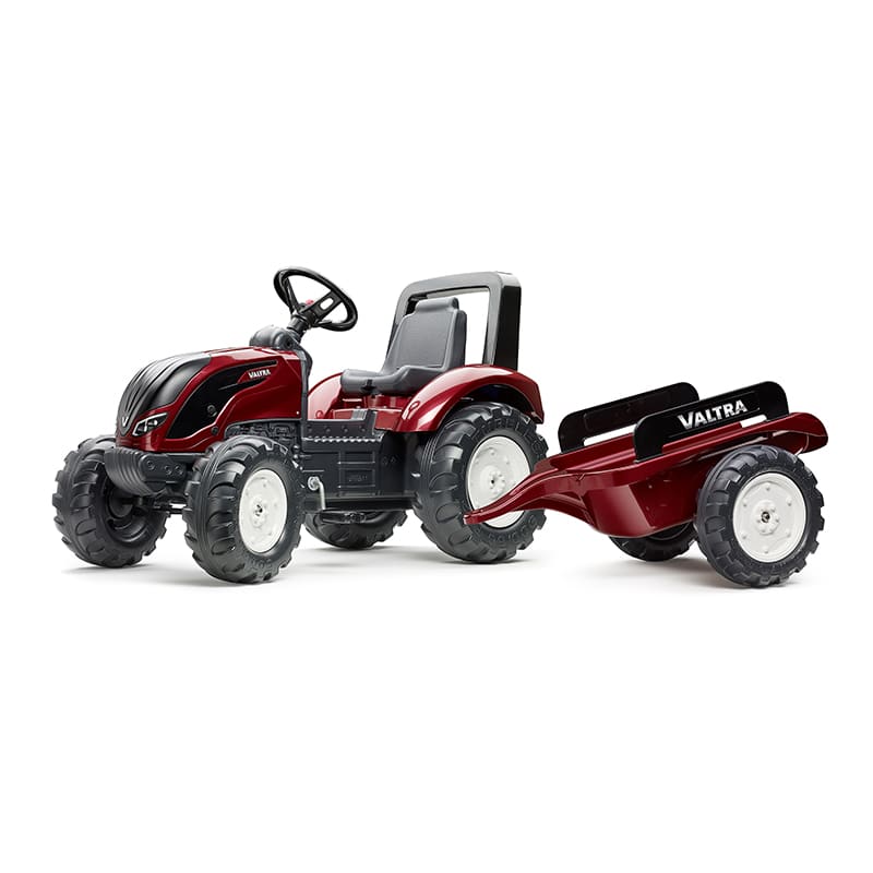 falk-valtra-s4-trettraktor-mit-anh-nger-rot-pedal image 1