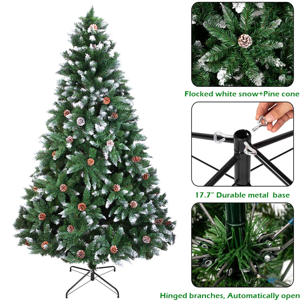 lalaho-weihnachtsbaum-150-cm-k-nstlich-tannenbaum-zapfen-schnee image 3