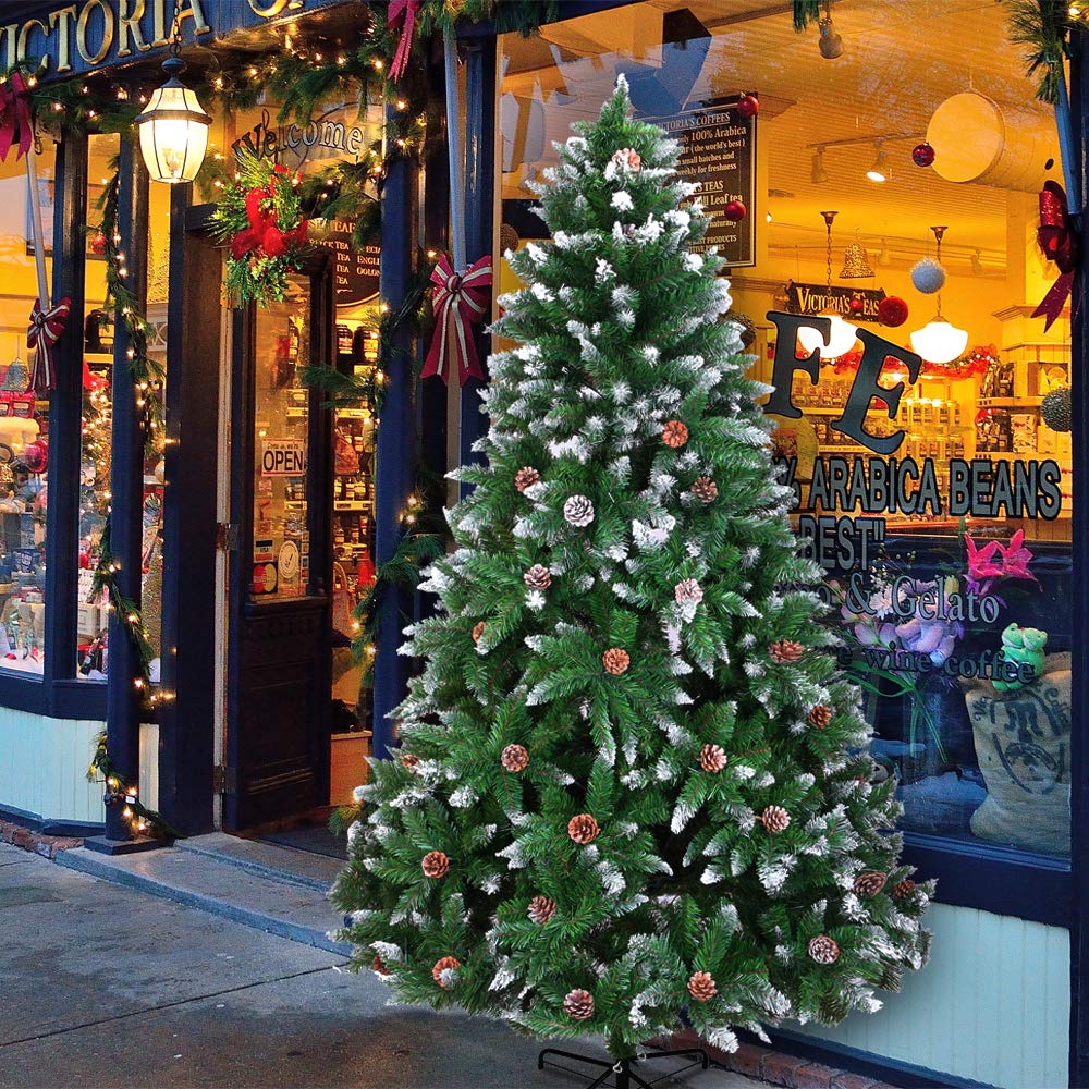 lalaho-weihnachtsbaum-150-cm-k-nstlich-tannenbaum-zapfen-schnee image 5