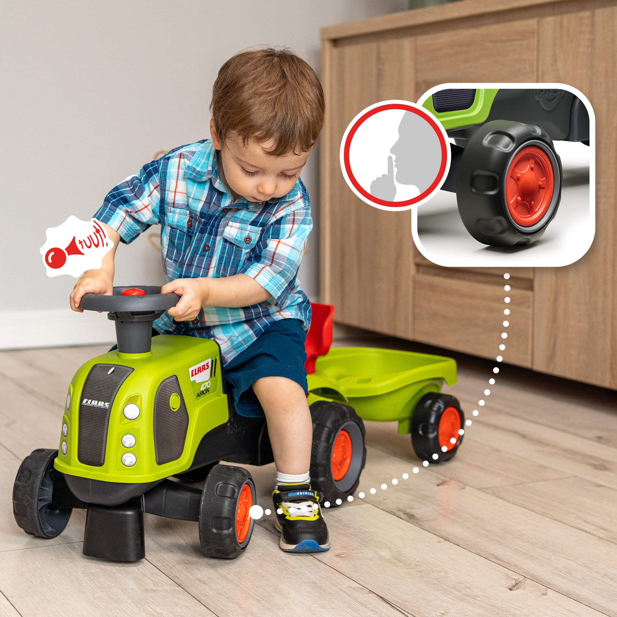 falk-rutschauto-traktor-claas-anh-nger-leise-r-der-12m image 3