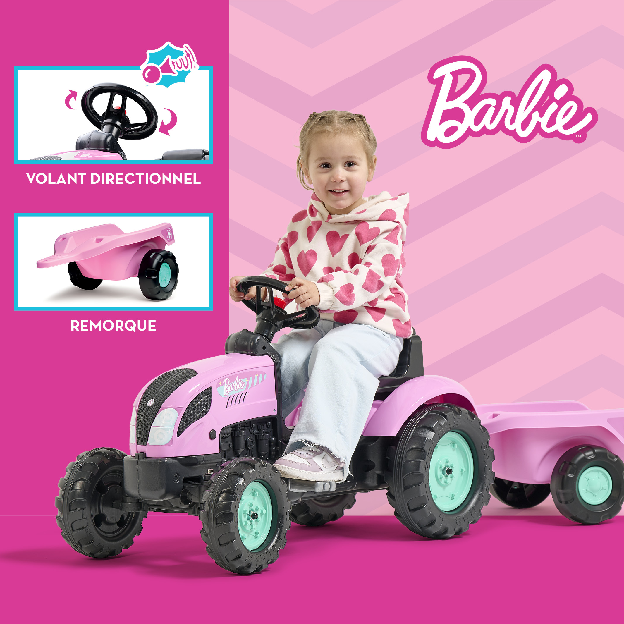 falk-tracteurs-barbie-trettraktor-mit-anh-nger-ab-2-jahren image 3