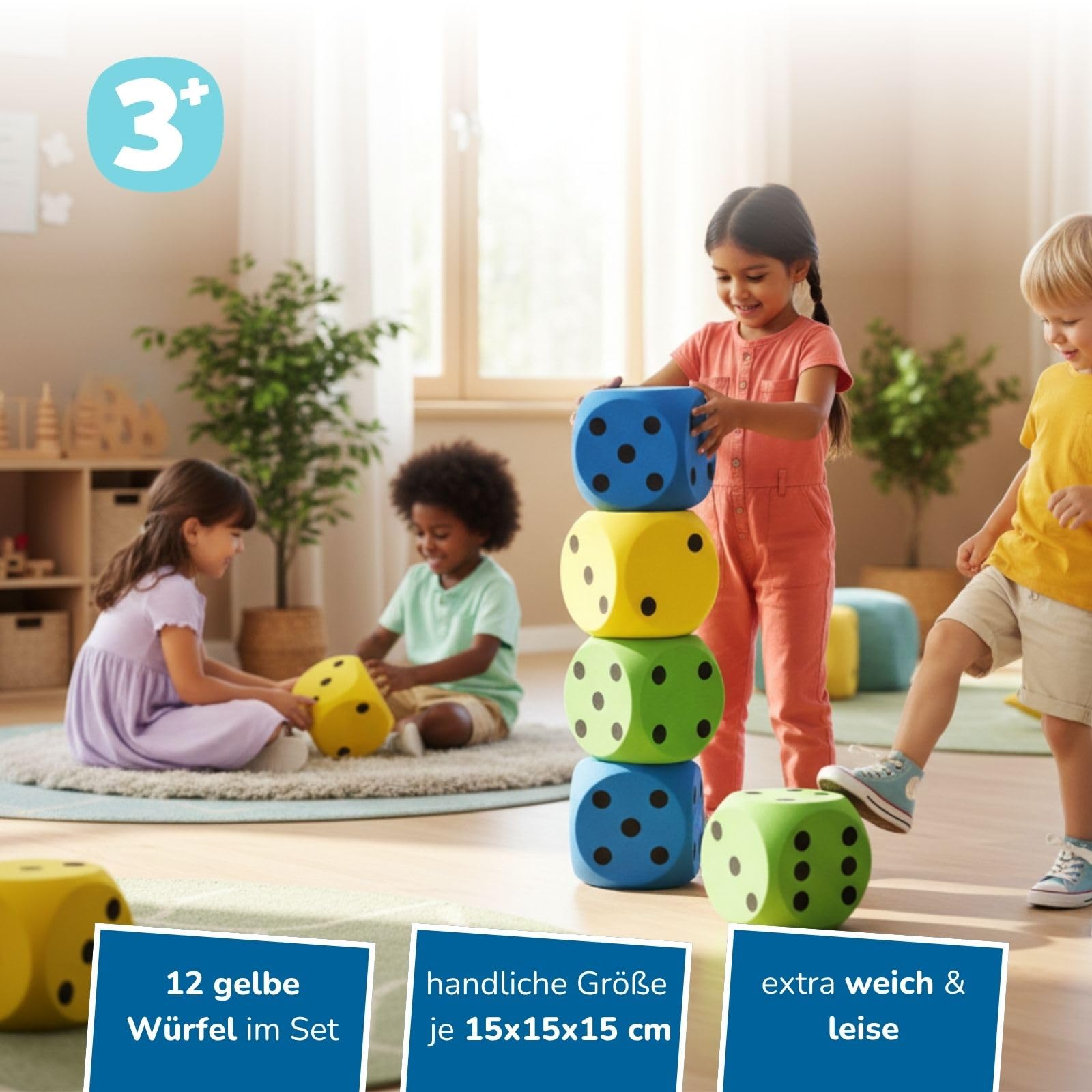 alldoro-xxl-schaumstoffw-rfel-12er-set-15cm-gelb-softw-rfel image 2