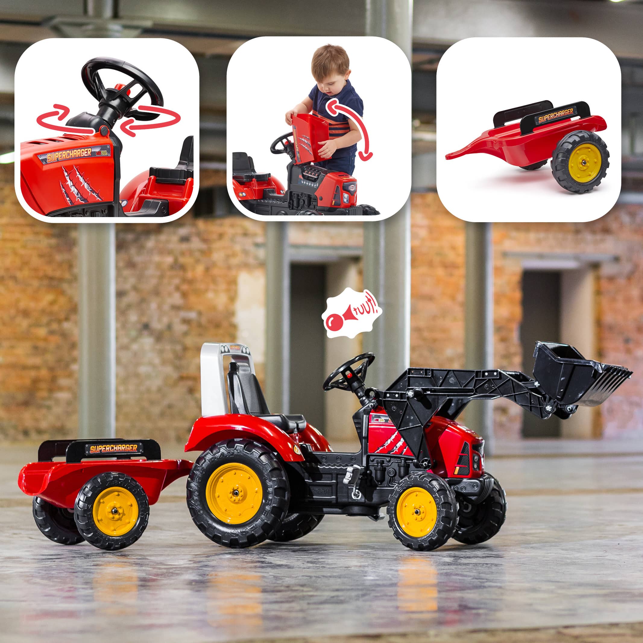 falk-supercharger-trettraktor-mit-schaufel-anh-nger image 2