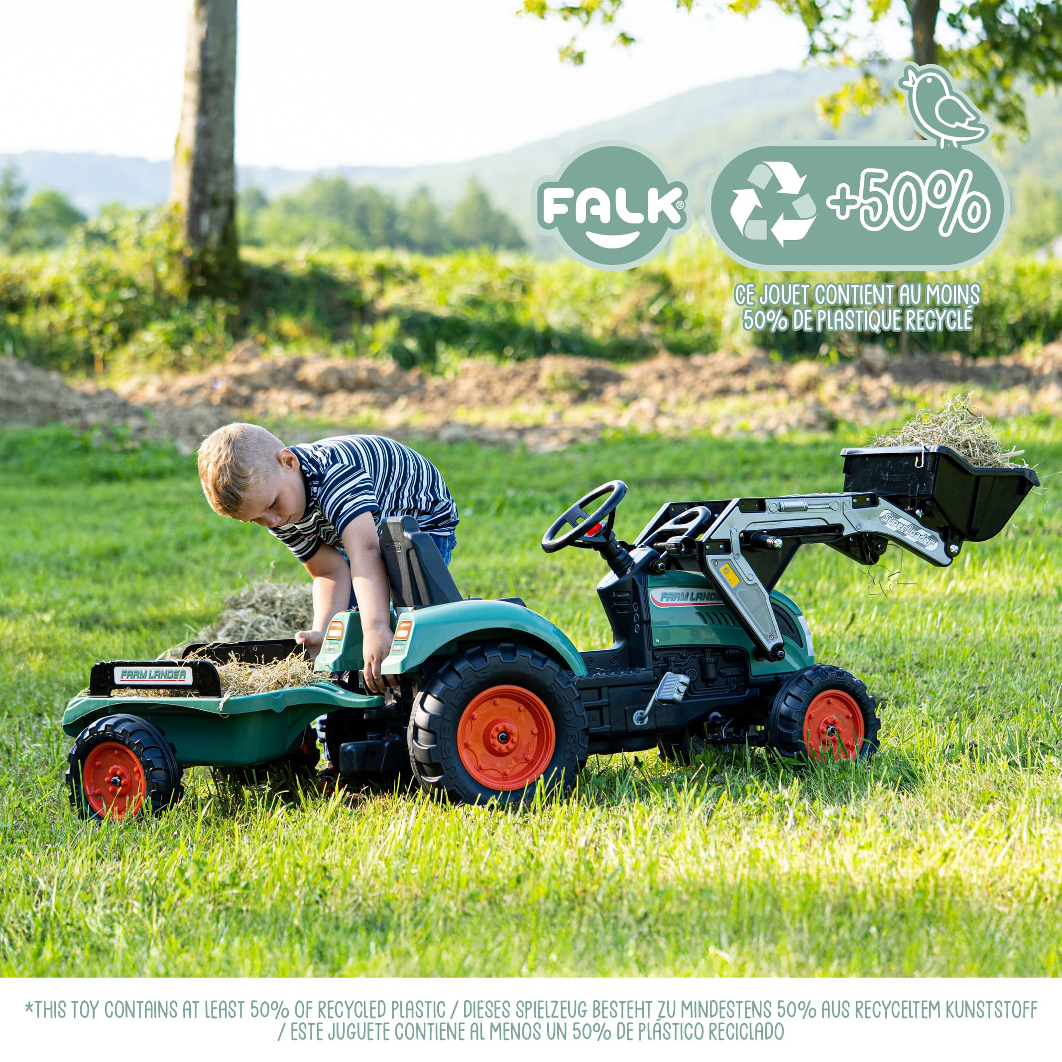falk-farm-lander-tretbagger-trettraktor-mit-anh-nger-3-7-j image 2
