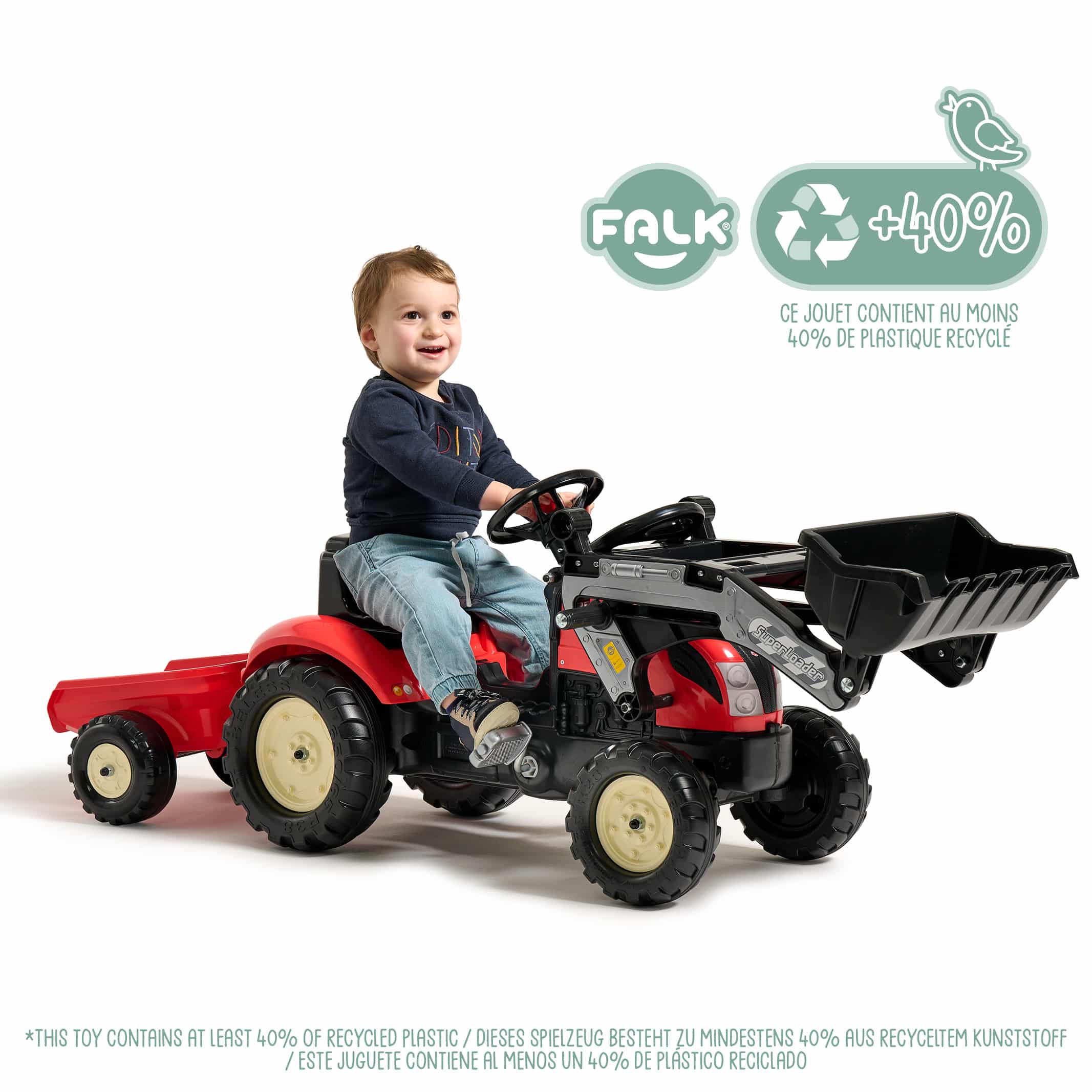 falk-kiddy-farm-tretbagger-mit-anh-nger-schaufel image 2