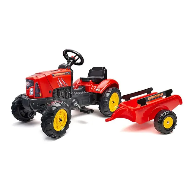 falk-supercharger-trettraktor-mit-anh-nger-und-haube image 1