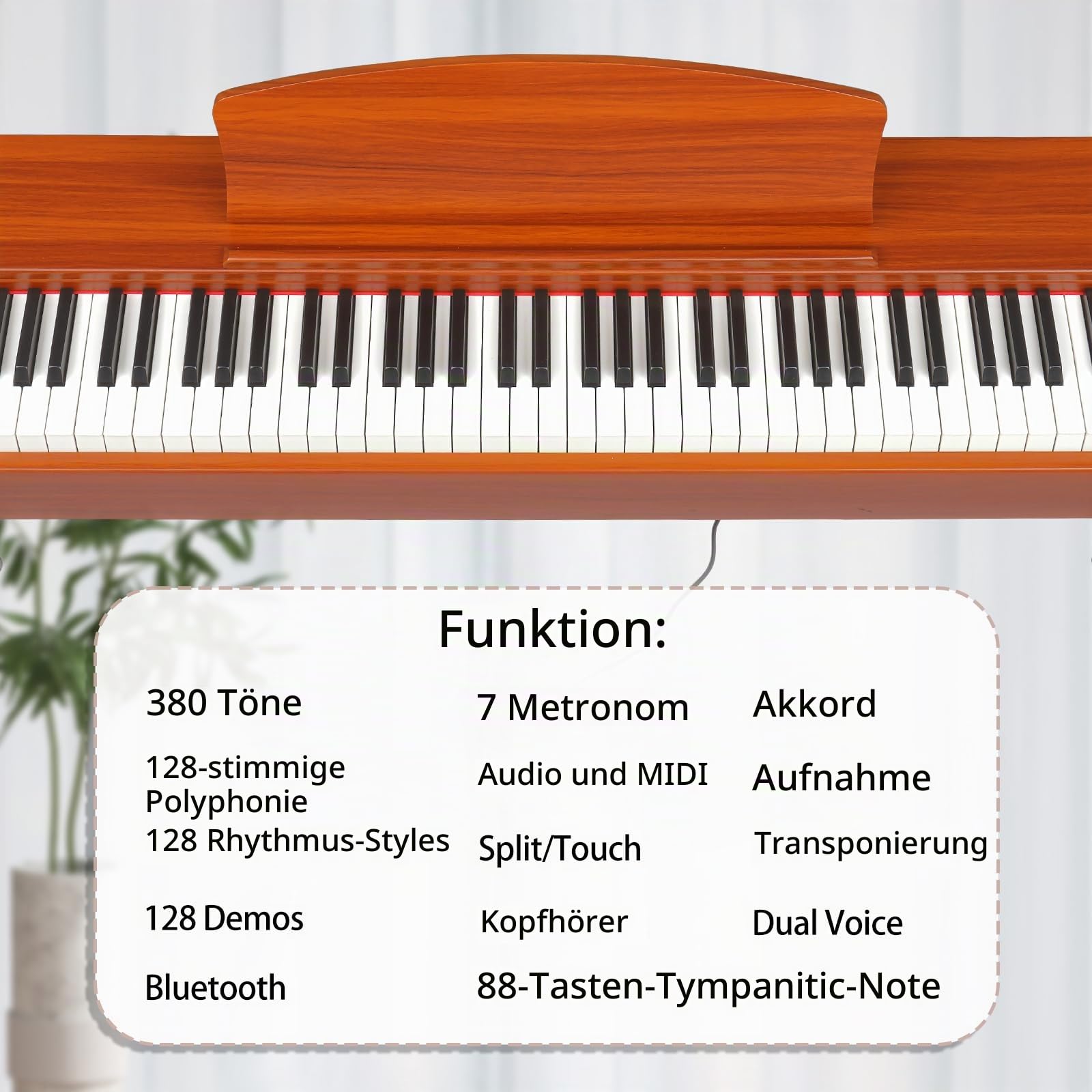 lalaho-e-piano-88-tasten-digitalpiano-rotbraun-gewichtet image 4