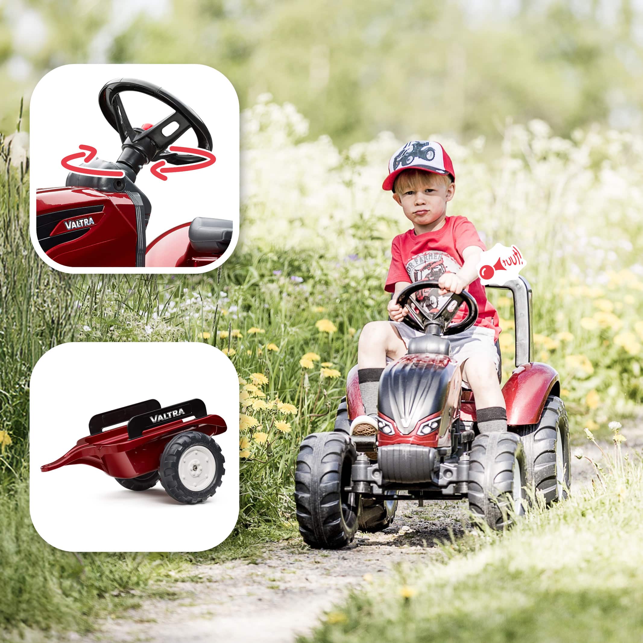 falk-valtra-s4-trettraktor-mit-anh-nger-rot-pedal image 3
