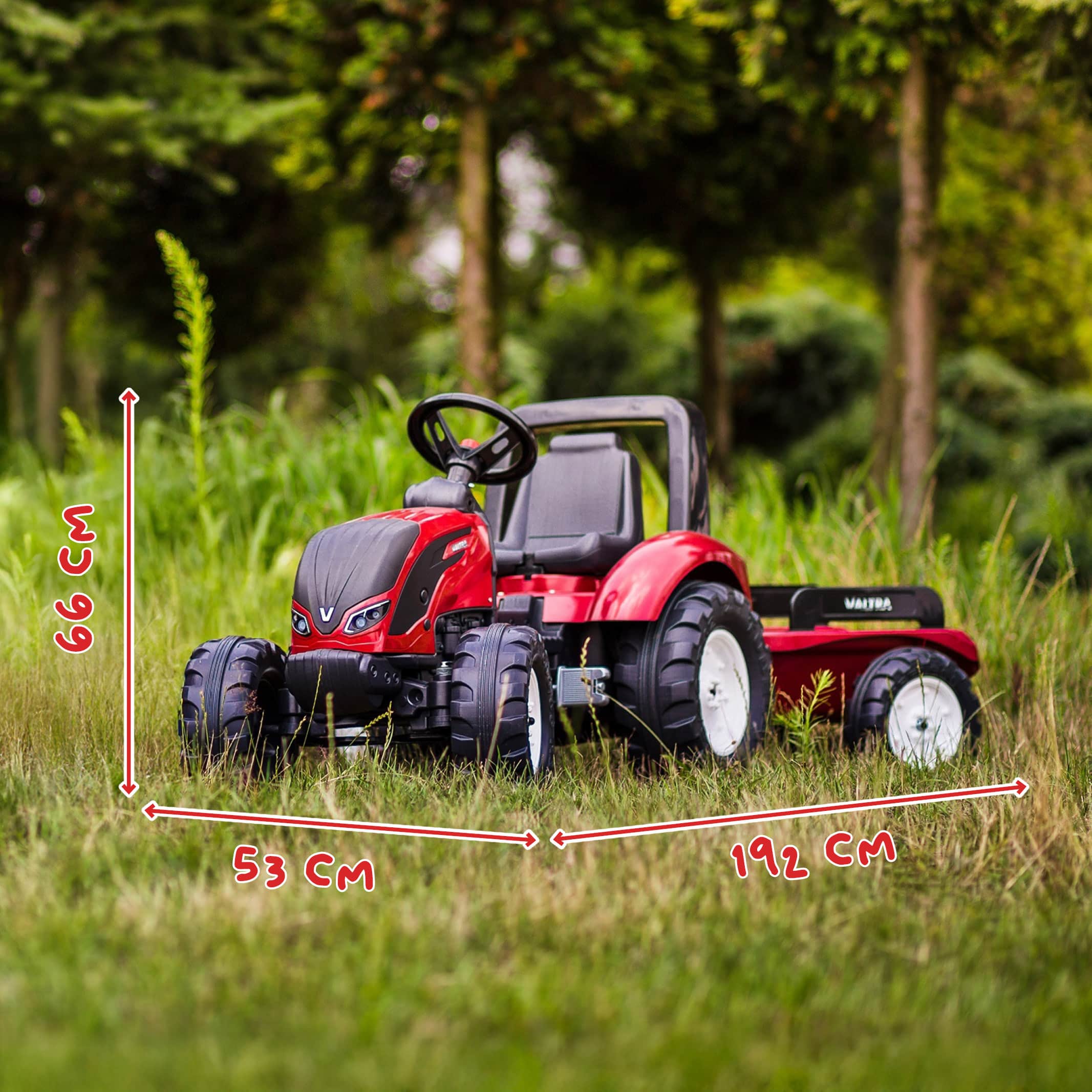 falk-valtra-s4-trettraktor-mit-anh-nger-rot-pedal image 5
