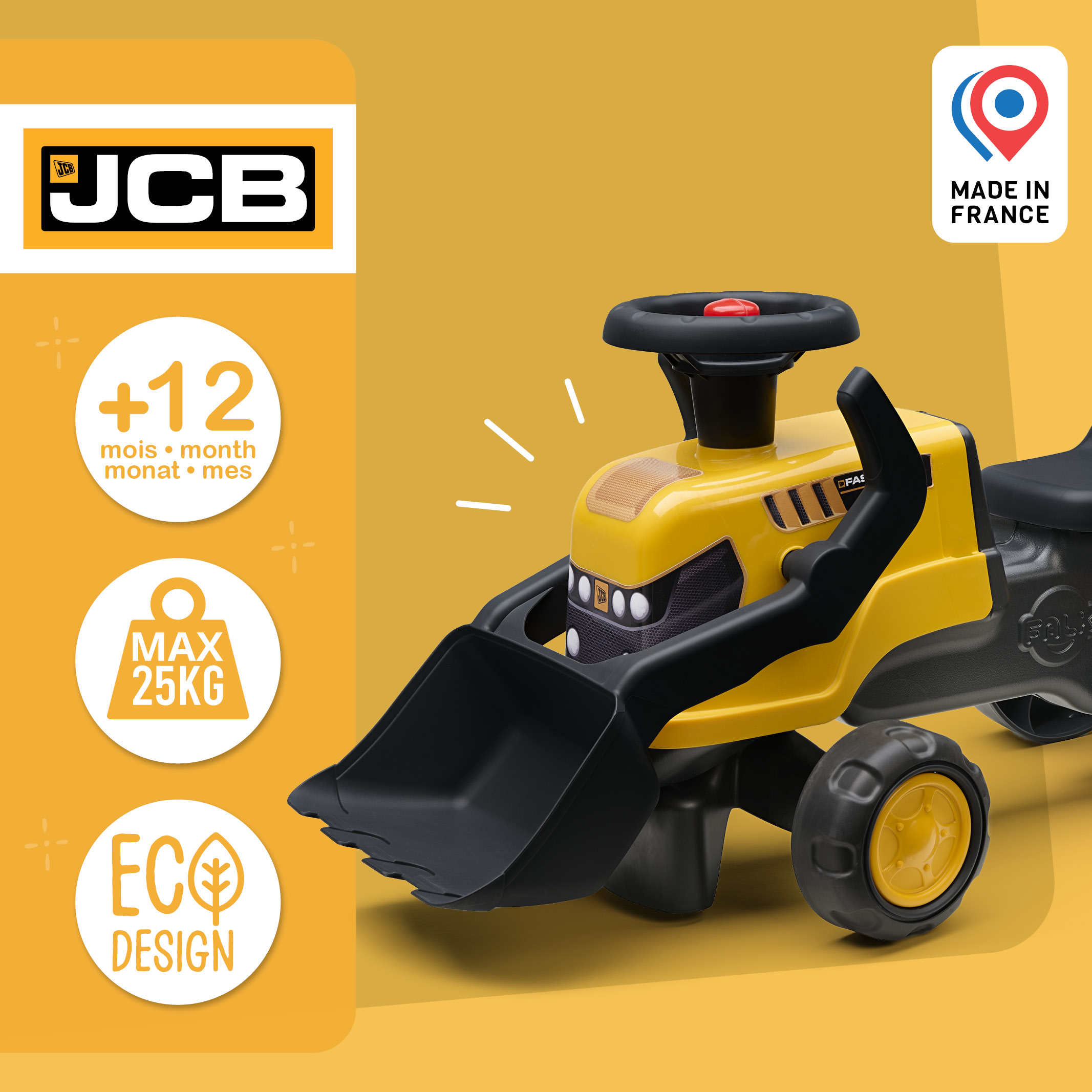 falk-jcb-rutschauto-bagger-mit-anh-nger-leise-r-der image 4