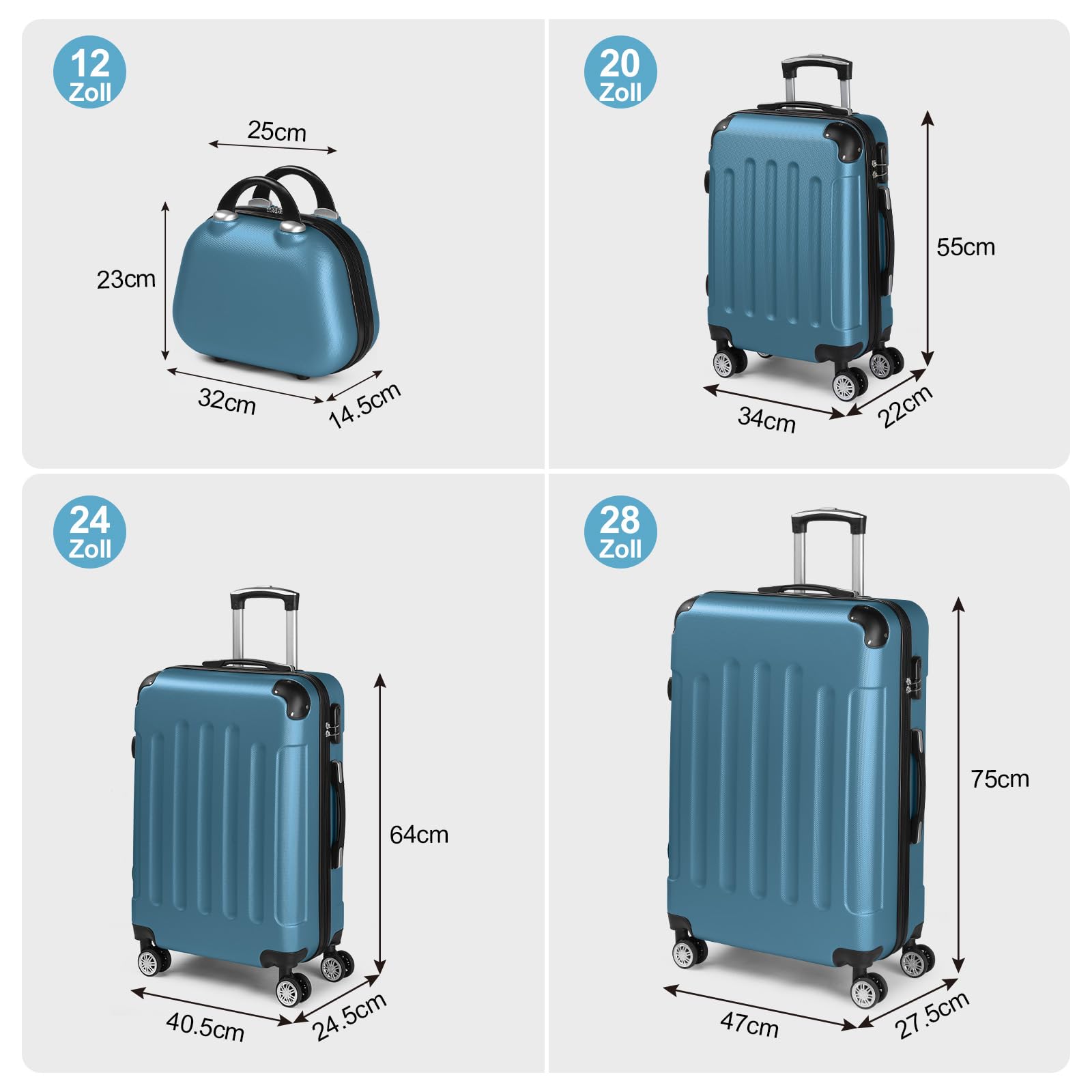lalaho-kofferset-4-teilig-hartschale-koffer-navyblau-4tlg-mit-rollen image 2