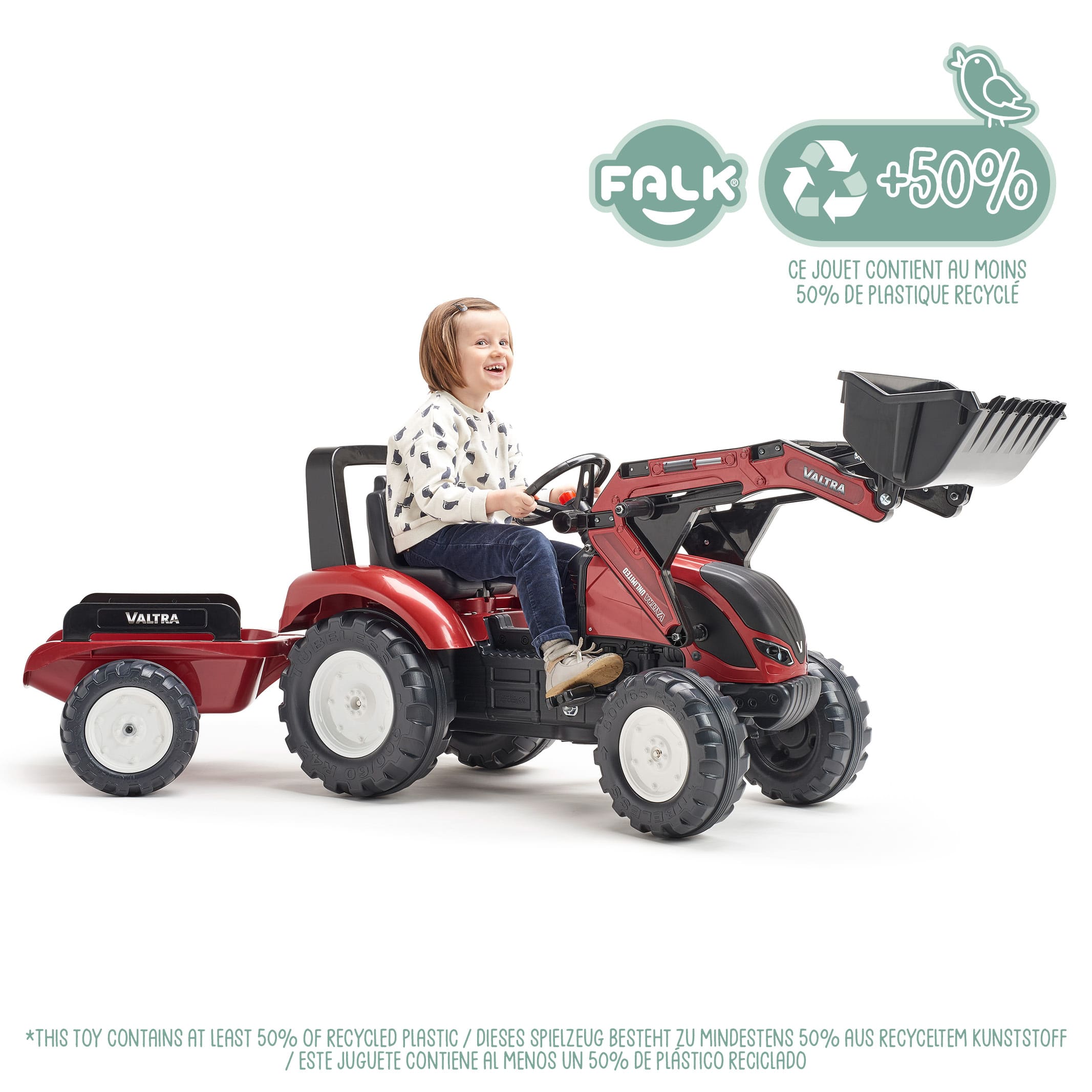 falk-valtra-s4-trettraktor-rot-mit-schaufel-und-anh-nger image 2