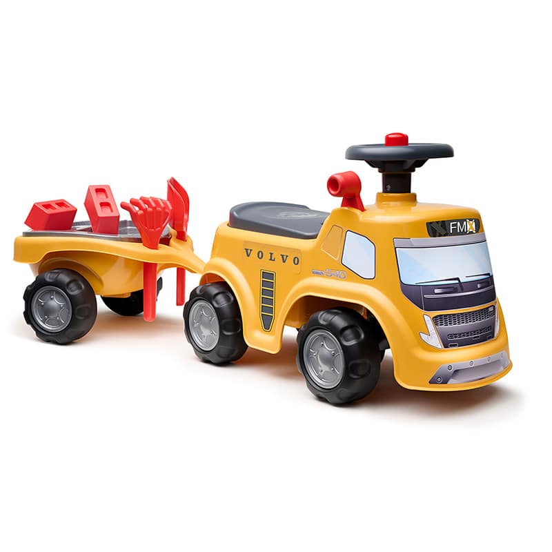 falk-volvo-rutschauto-mit-anh-nger-und-sandset image 1