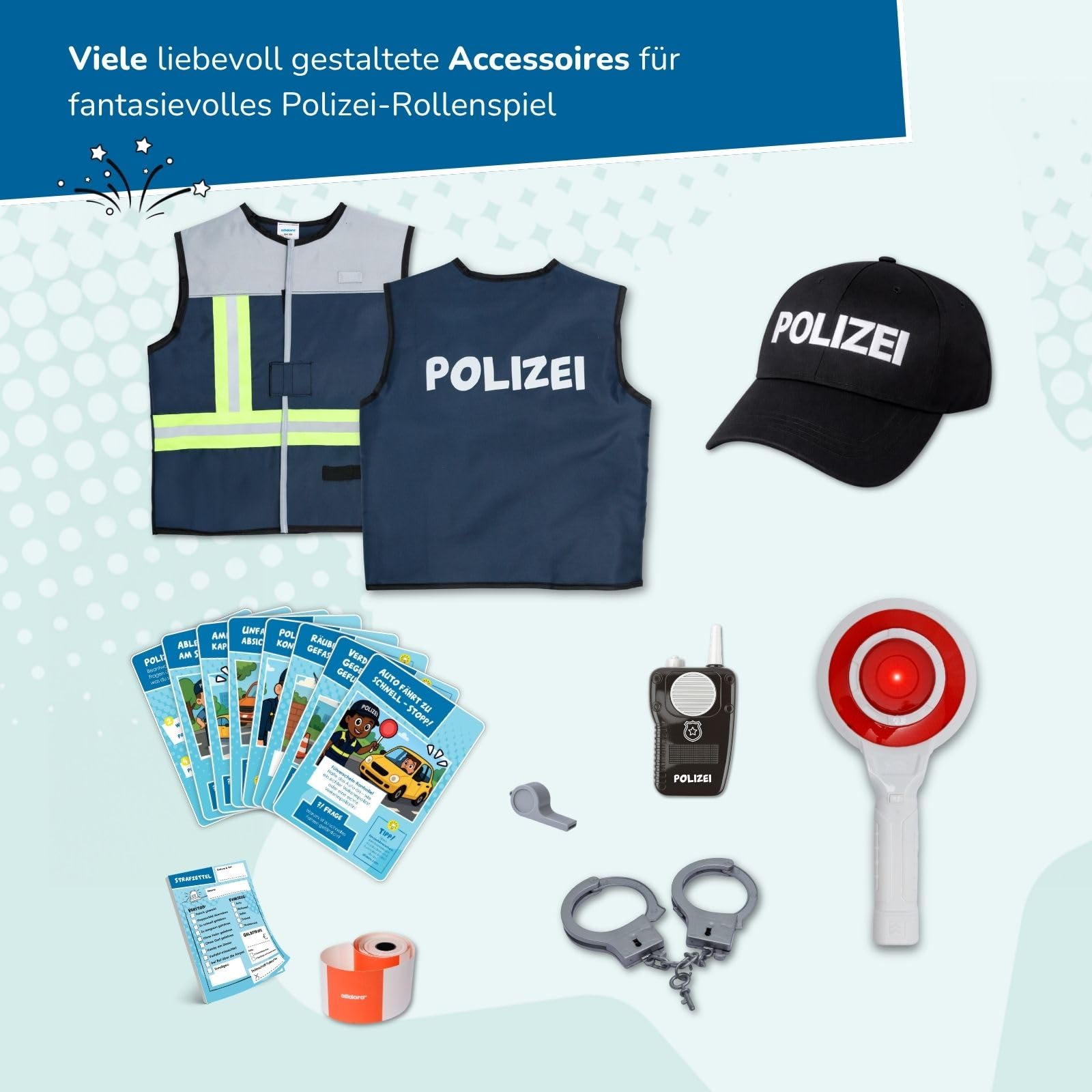 alldoro-polizei-set-verkleidung-blitzer-80-cm-licht-sound-3-6-j image 7