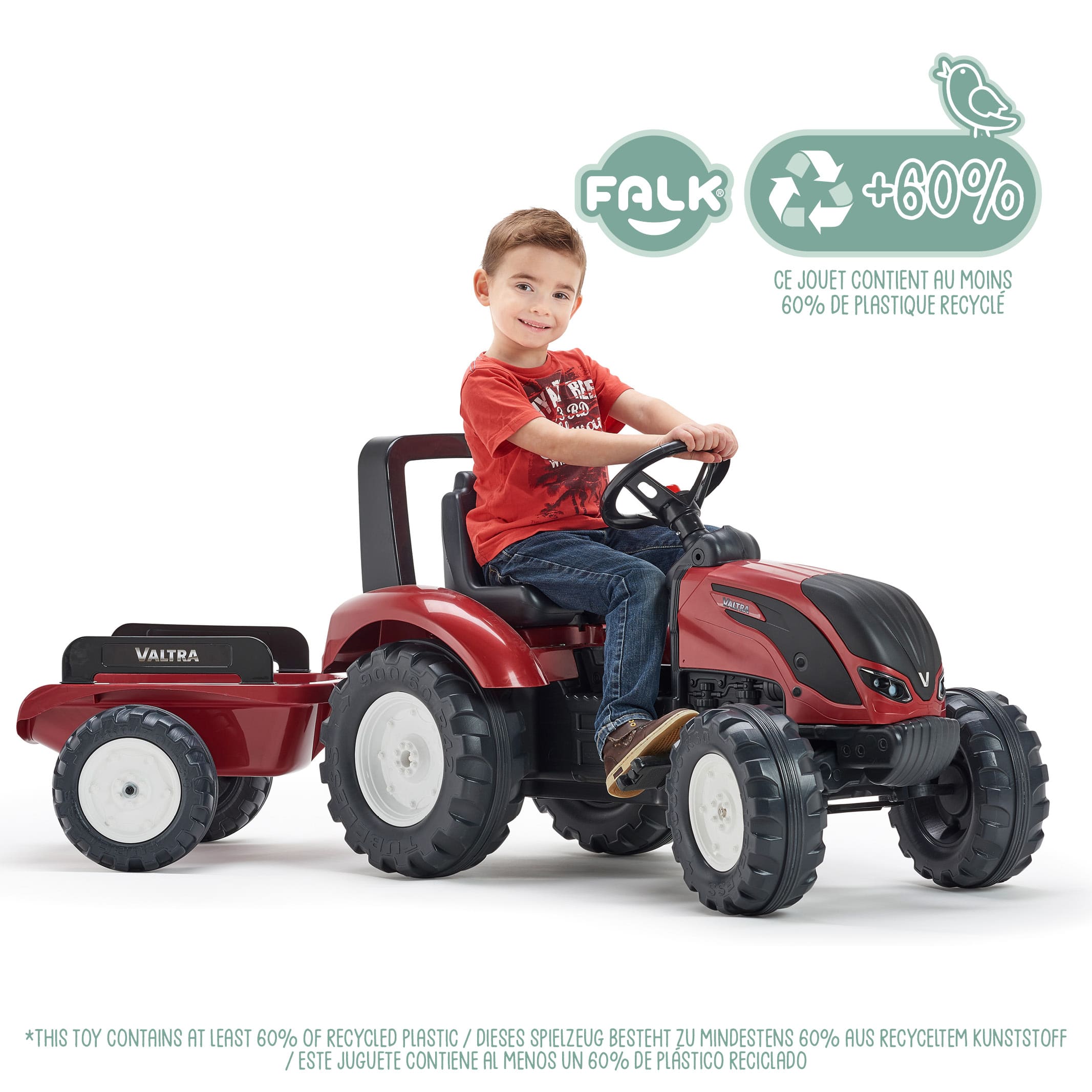 falk-valtra-s4-trettraktor-mit-anh-nger-rot-pedal image 2