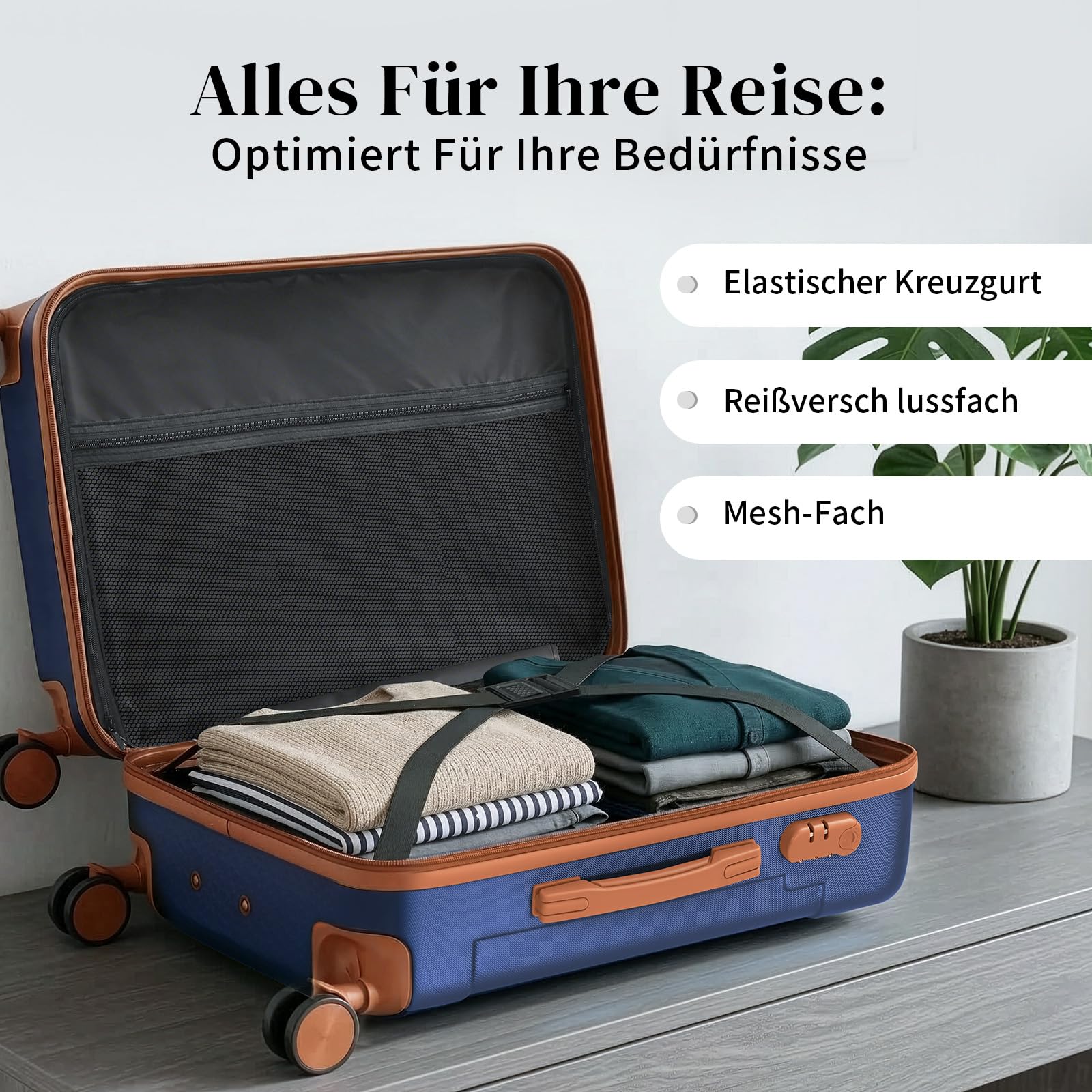 lalaho-reisekoffer-m-55-cm-hartschale-navy-braun image 5