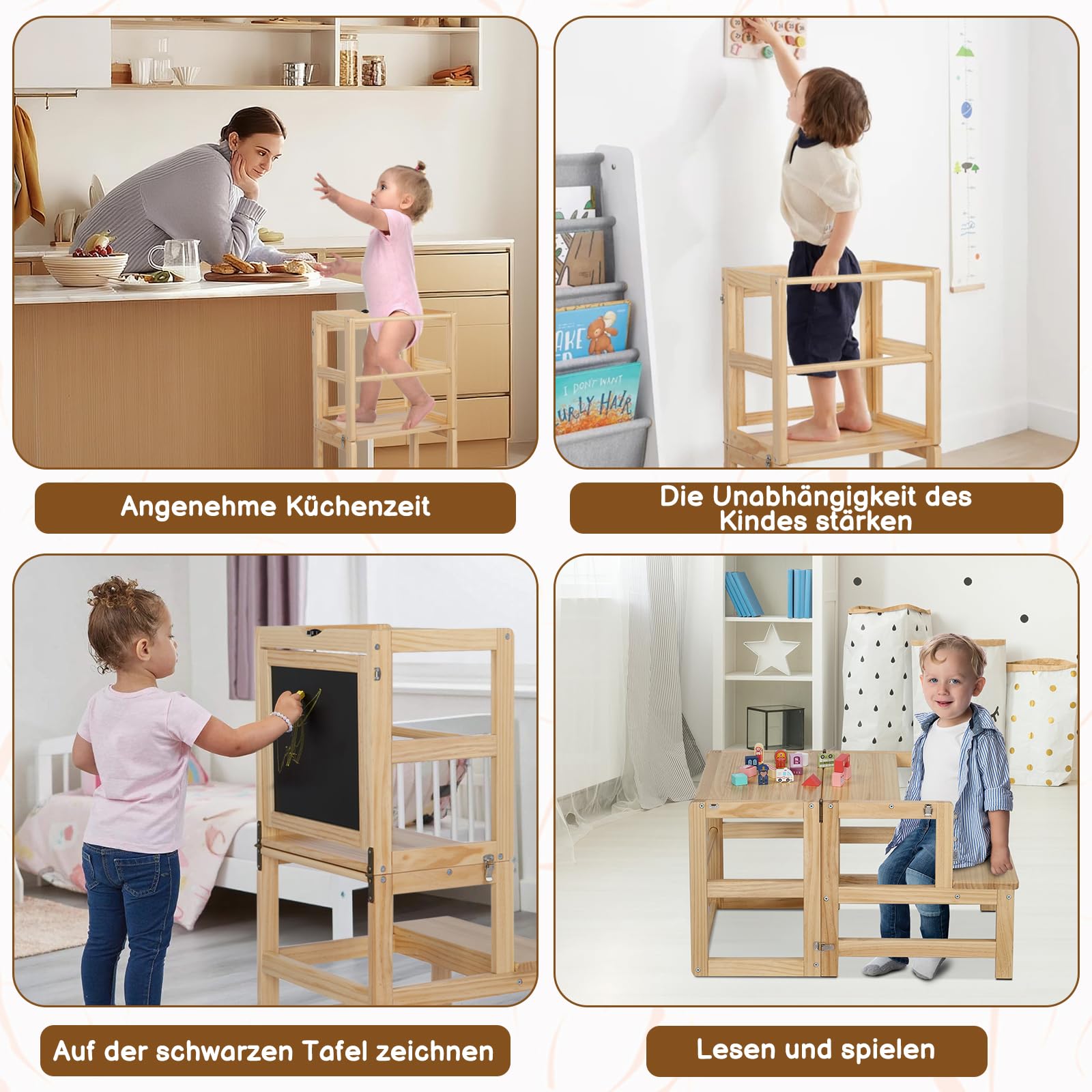lalaho-lernturm-holz-klappbar-natur-mit-tafel-ab-1-jahr image 7