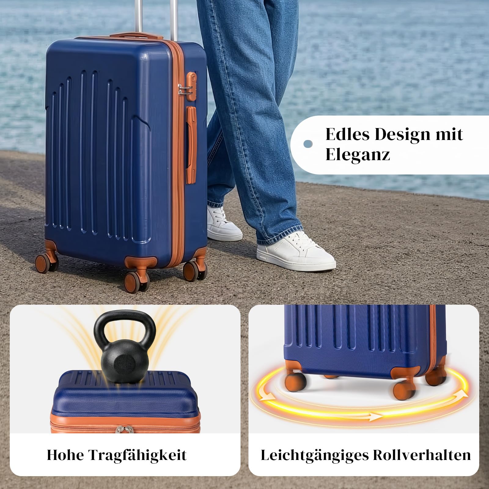 lalaho-reisekoffer-m-55-cm-hartschale-navy-braun image 4