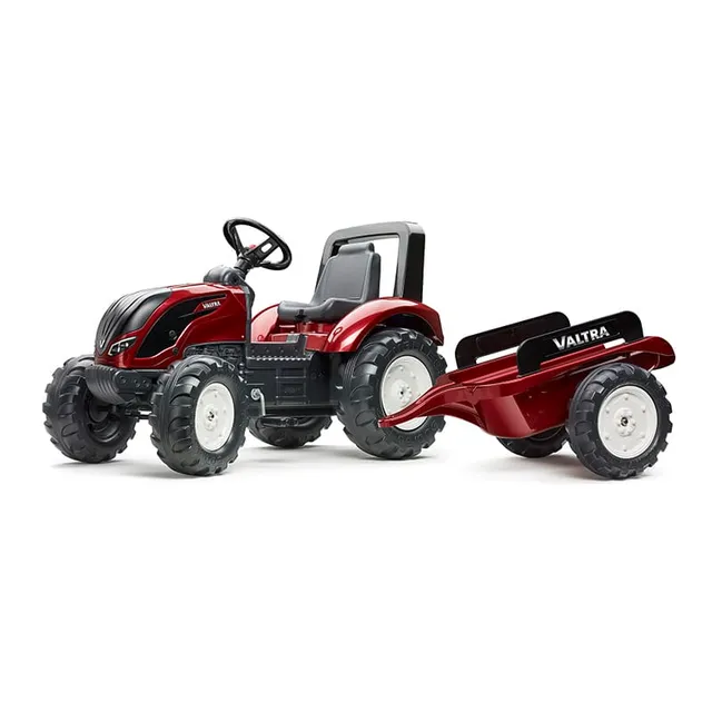 falk-valtra-s4-trettraktor-mit-anh-nger-rot-pedal image 1