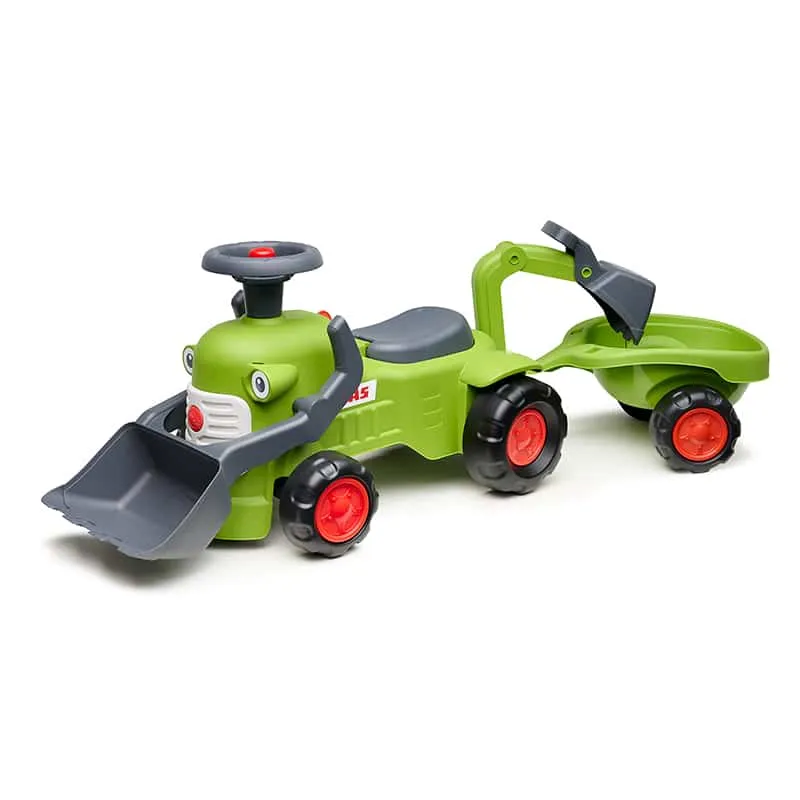 falk-claas-rutsch-traktor-mit-bagger-schaufel-und-anh-nger image 1
