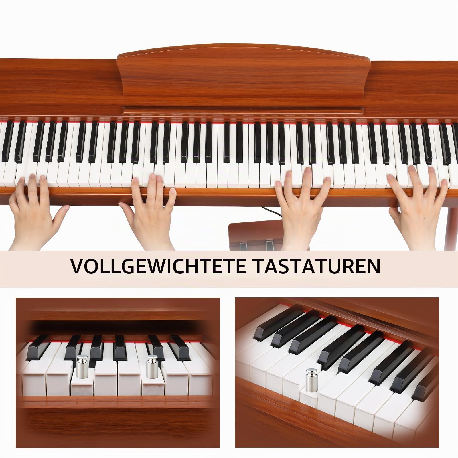 lalaho-e-piano-88-tasten-digitalpiano-rotbraun-gewichtet image 3